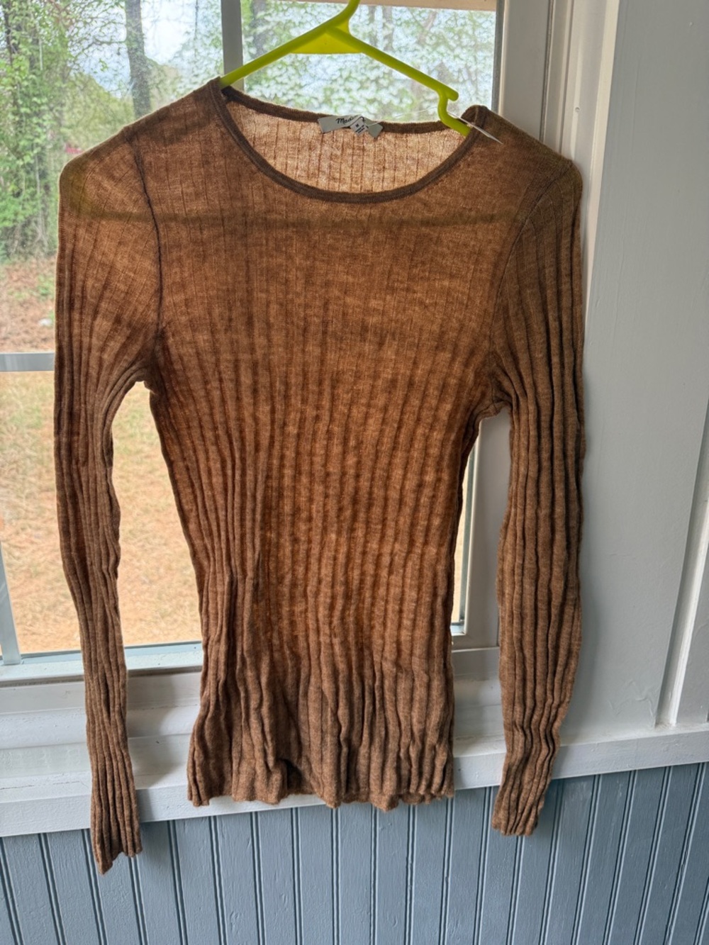Madewell Ribbed Scoop-Neck Sweater in Brown
